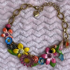 Betsey Johnson Floral Charm Necklace